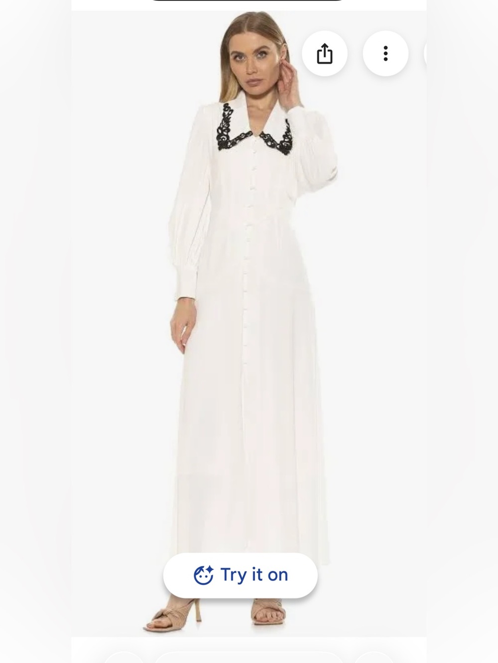 Alexia Admor White Maxi Dress with Black Lace Collar